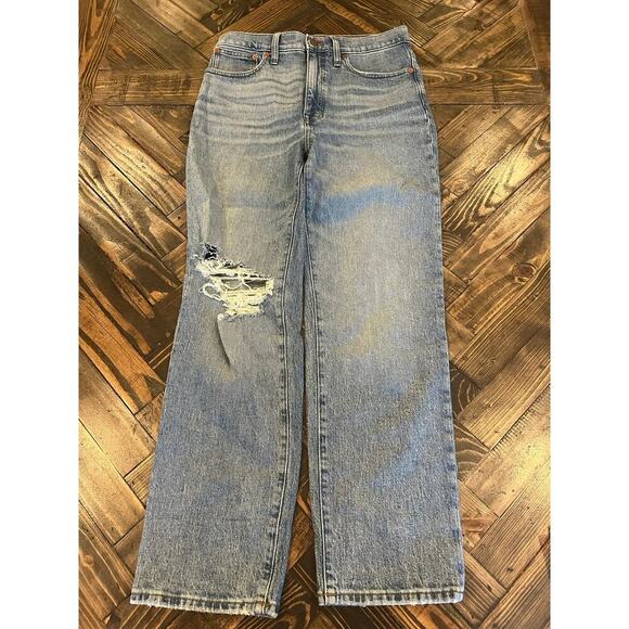 Madewell Perfect Vintage Straight Jean Women 28 Distressed Y2K Grunge 90s Fringe - Picture 1 of 14